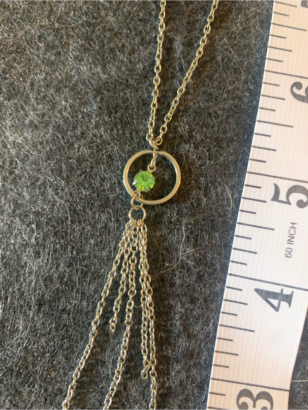 Silver Green Jewel Dangly Necklace - Picture 3 of 3